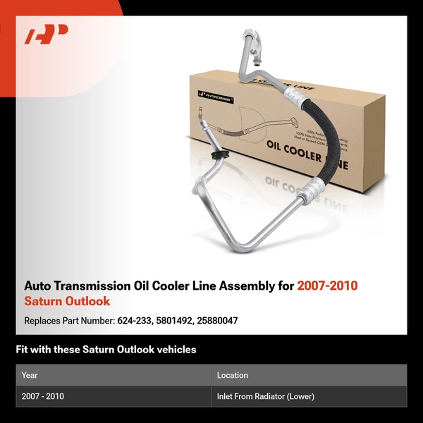Auto Transmission Oil Cooler Line Assembly for 2007-2010 Saturn Outlook