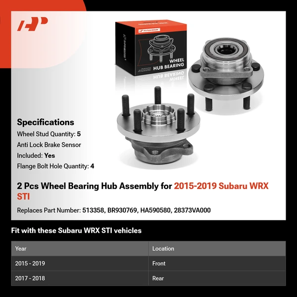 2 Pcs Wheel Bearing Hub Assembly for 2015-2019 Subaru WRX STI