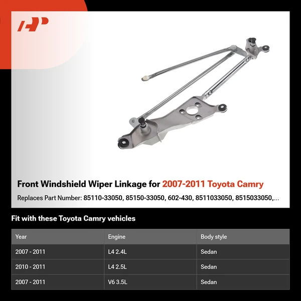 Front Windshield Wiper Linkage for 2007-2011 Toyota Camry