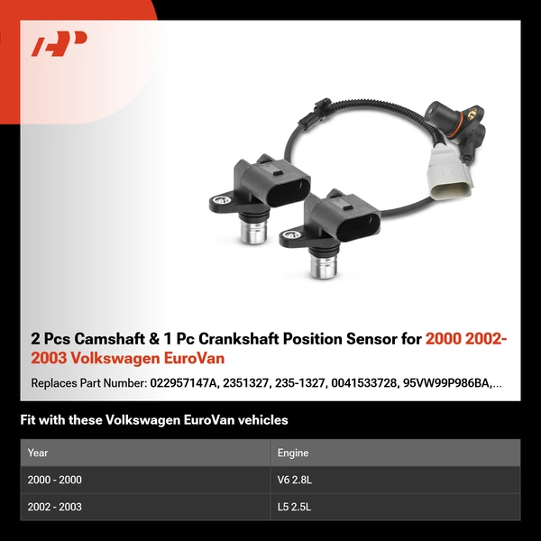 2 Pcs Camshaft & 1 Pc Crankshaft Position Sensor for 2000 2002-2003 Volkswagen EuroVan