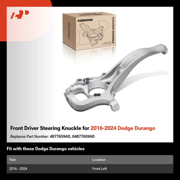 Front Driver Steering Knuckle for 2016-2024 Dodge Durango