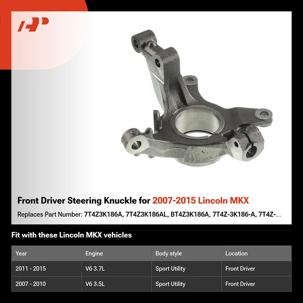 Front Driver Steering Knuckle for 2007-2015 Lincoln MKX