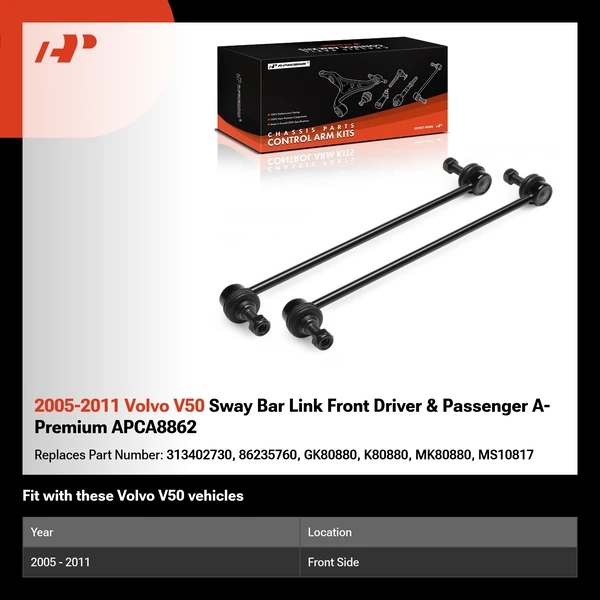 2005-2011 Volvo V50 Sway Bar Link Front Driver & Passenger A-Premium APCA8862