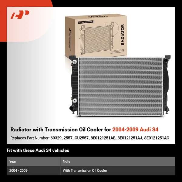 Radiator with Transmission Oil Cooler for 2004-2009 Audi S4