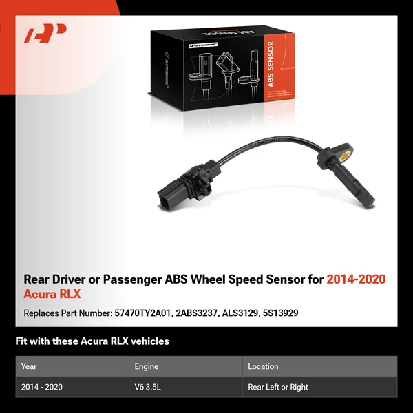 Rear Driver or Passenger ABS Wheel Speed Sensor for 2014-2020 Acura RLX