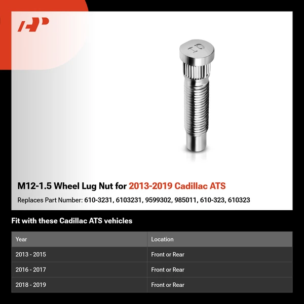 M12-1.5 Wheel Lug Nut for 2013-2019 Cadillac ATS