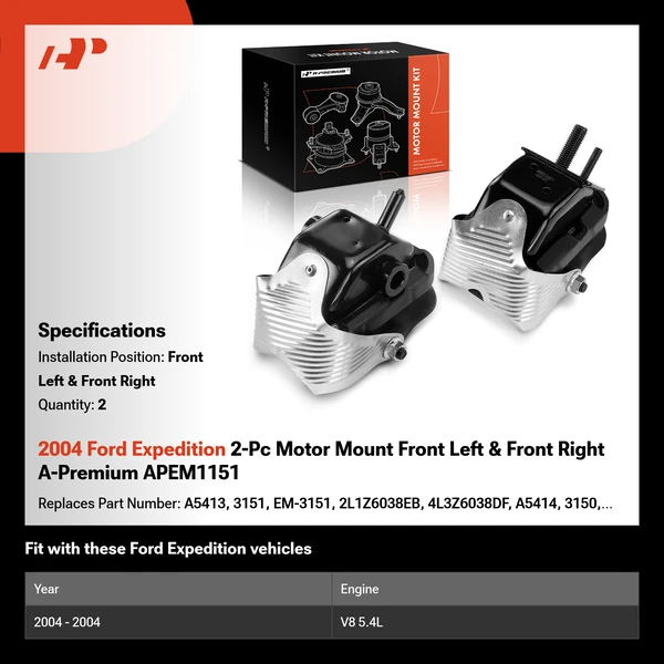 2004 Ford Expedition 2-Pc Motor Mount Front Left & Front Right A-Premium APEM1151