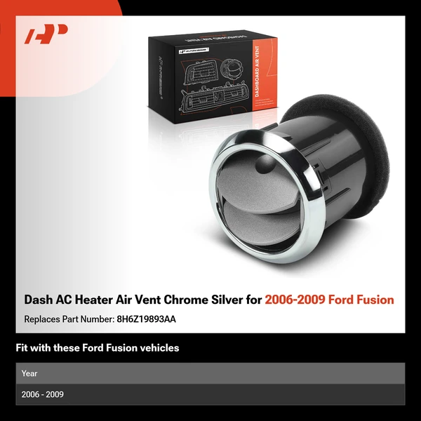 Dash AC Heater Air Vent Chrome Silver for 2006-2009 Ford Fusion