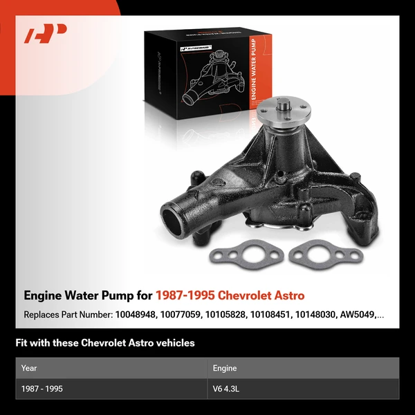 Engine Water Pump for 1987-1995 Chevrolet Astro