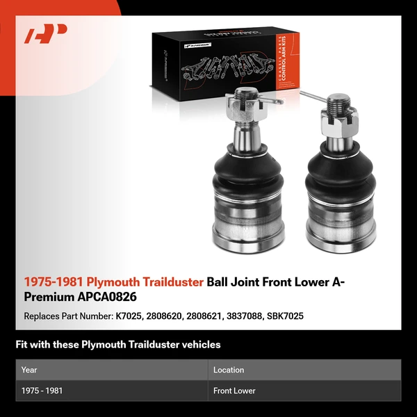 1975-1981 Plymouth Trailduster Ball Joint Front Lower A-Premium APCA0826