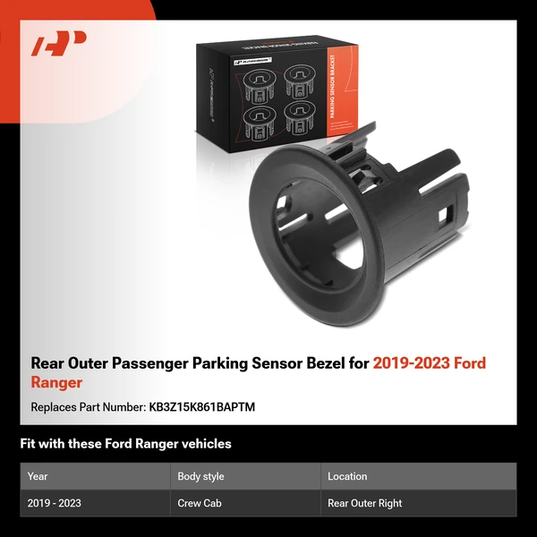 Rear Outer Passenger Parking Sensor Bezel for 2019-2023 Ford Ranger