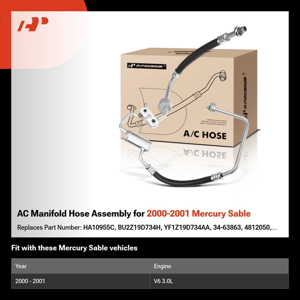 AC Manifold Hose Assembly for 2000-2001 Mercury Sable