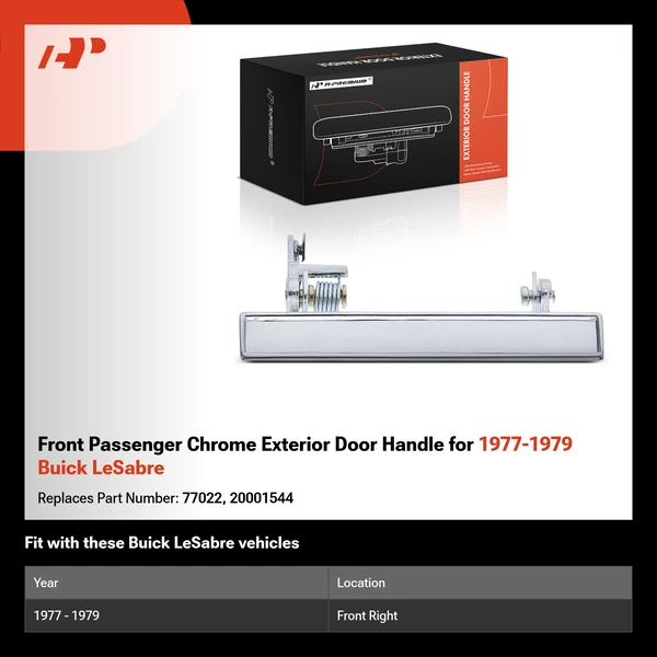 Front Passenger Chrome Exterior Door Handle for 1977-1979 Buick LeSabre