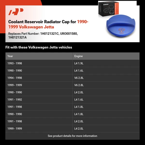 Coolant Reservoir Radiator Cap for 1990-1999 Volkswagen Jetta