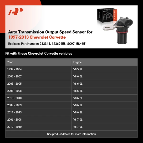 Auto Transmission Output Speed Sensor for 1997-2013 Chevrolet Corvette