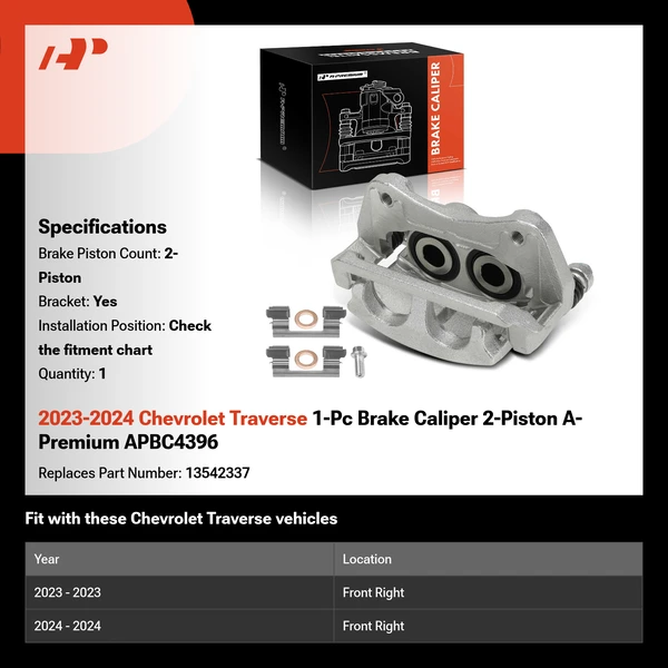 2023-2024 Chevrolet Traverse 1-Pc Brake Caliper 2-Piston A-Premium APBC4396