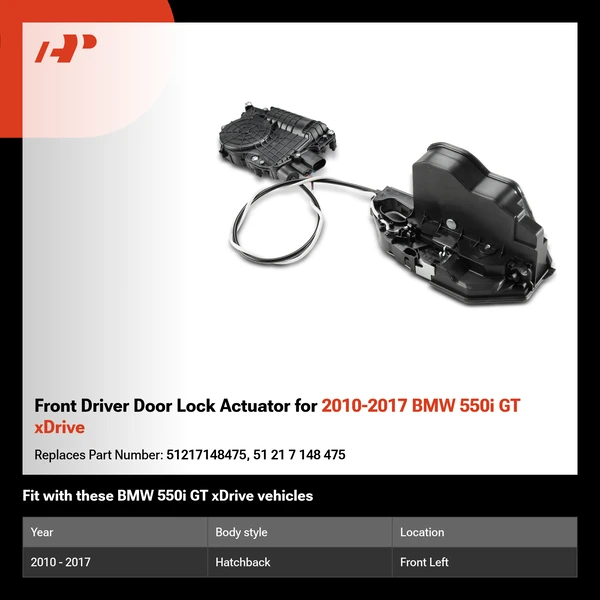 Front Driver Door Lock Actuator for 2010-2017 BMW 550i GT xDrive