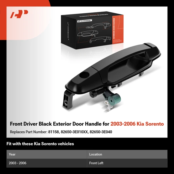 Front Driver Black Exterior Door Handle for 2003-2006 Kia Sorento