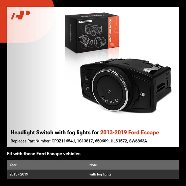 Headlight Switch with fog lights for 2013-2019 Ford Escape