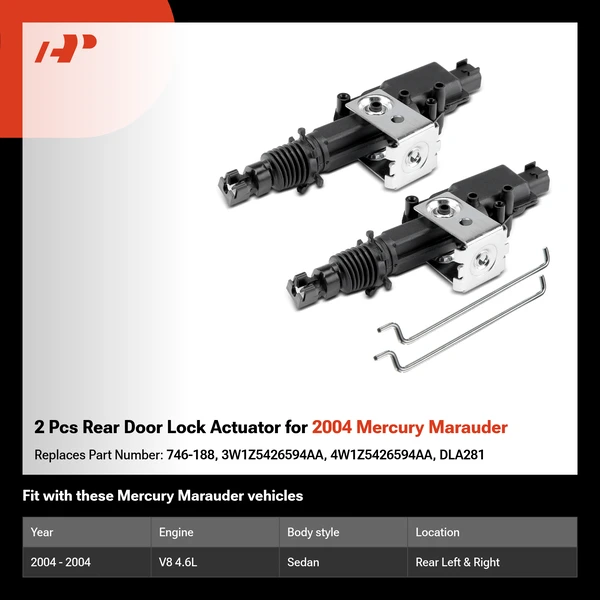 2 Pcs Rear Door Lock Actuator for 2004 Mercury Marauder