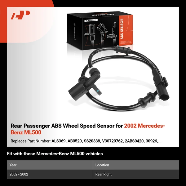 Rear Passenger ABS Wheel Speed Sensor for 2002 Mercedes-Benz ML500