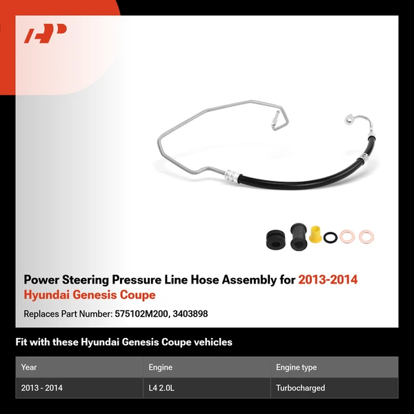 Power Steering Pressure Line Hose Assembly for 2013-2014 Hyundai Genesis Coupe