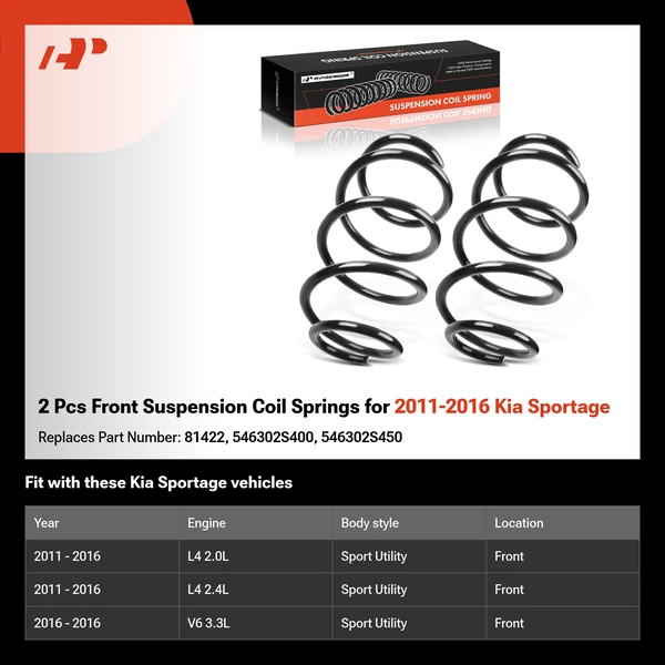 2 Pcs Front Suspension Coil Springs for 2011-2016 Kia Sportage