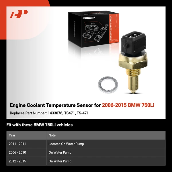 Engine Coolant Temperature Sensor for 2006-2015 BMW 750Li