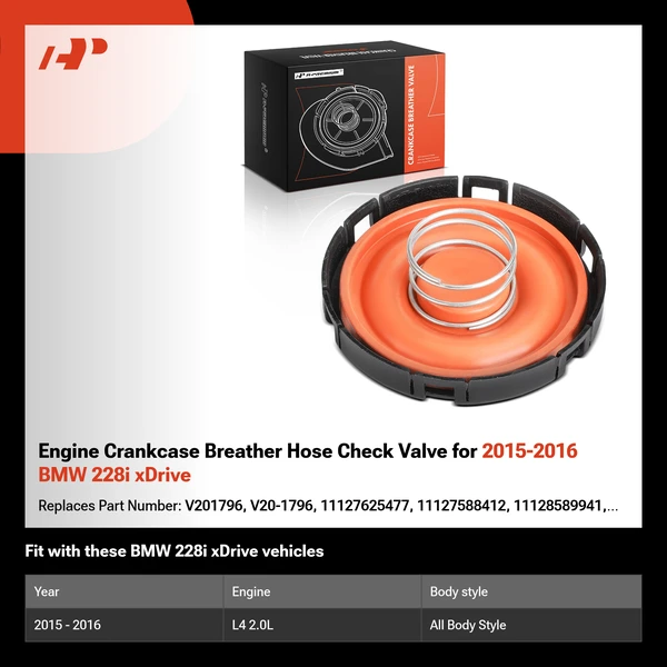 Engine Crankcase Breather Hose Check Valve for 2015-2016 BMW 228i xDrive