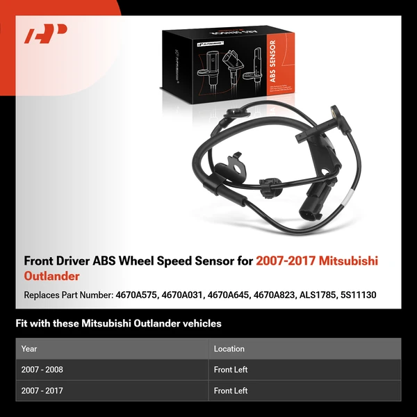 Front Driver ABS Wheel Speed Sensor for 2007-2017 Mitsubishi Outlander