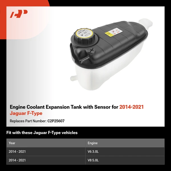 Engine Coolant Expansion Tank with Sensor for 2014-2021 Jaguar F-Type