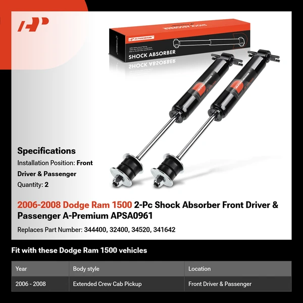 2006-2008 Dodge Ram 1500 2-Pc Shock Absorber Front Driver & Passenger A-Premium APSA0961