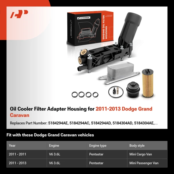 Oil Cooler Filter Adapter Housing for 2011-2013 Dodge Grand Caravan