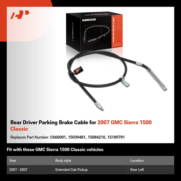 Rear Driver Parking Brake Cable for 2007 GMC Sierra 1500 Classic