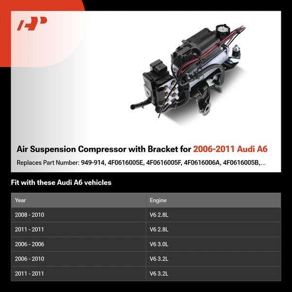 Air Suspension Compressor with Bracket for 2006-2011 Audi A6