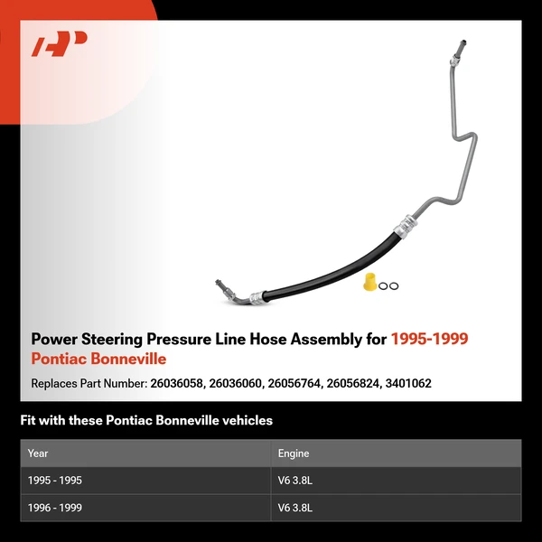 Power Steering Pressure Line Hose Assembly for 1995-1999 Pontiac Bonneville