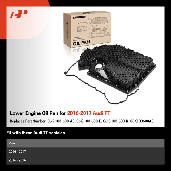 Lower Engine Oil Pan for 2016-2017 Audi TT
