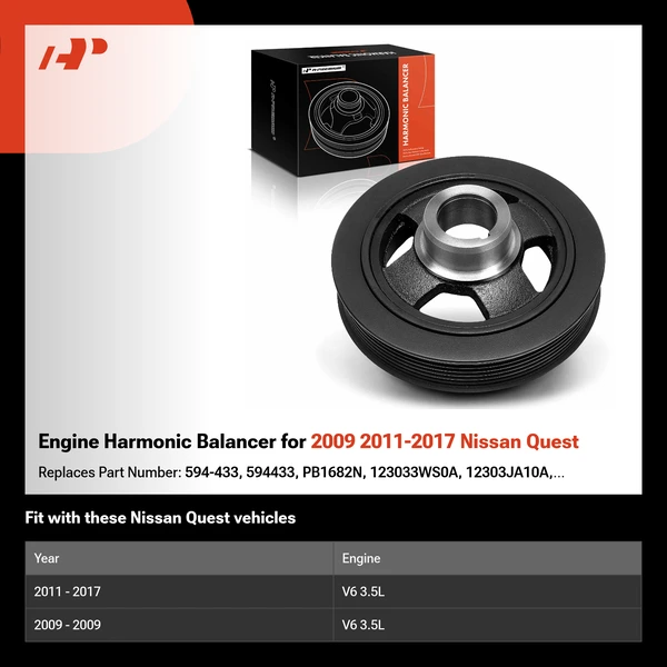 Engine Harmonic Balancer for 2009 2011-2017 Nissan Quest