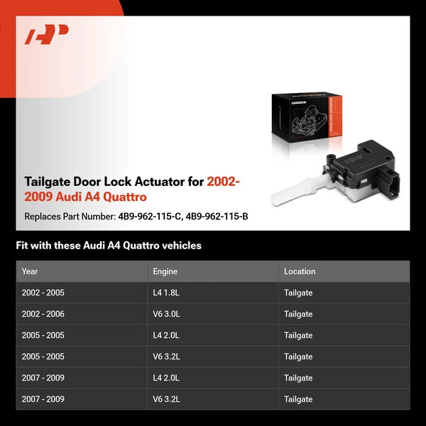 Tailgate Door Lock Actuator for 2002-2009 Audi A4 Quattro