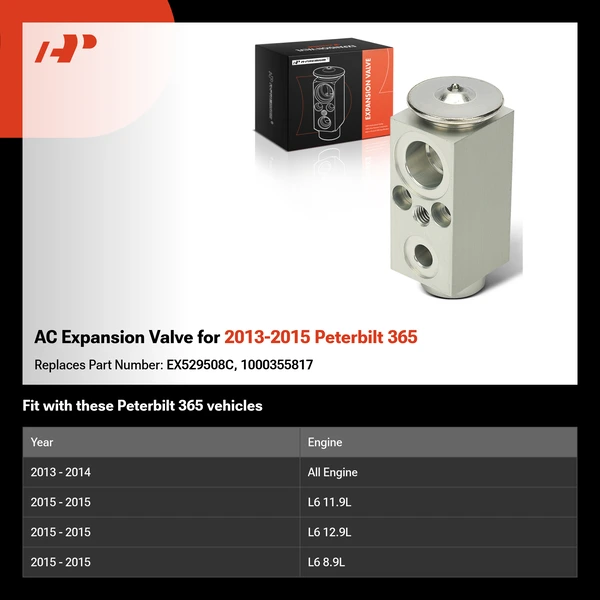 AC Expansion Valve for 2013-2015 Peterbilt 365