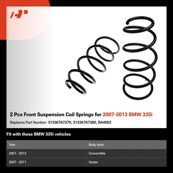 2 Pcs Front Suspension Coil Springs for 2007-2013 BMW 335i