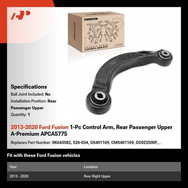 2013-2020 Ford Fusion 1-Pc Control Arm, Rear Passenger Upper A-Premium APCA5775