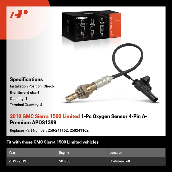 2019 GMC Sierra 1500 Limited 1-Pc Oxygen Sensor 4-Pin A-Premium APOS1399
