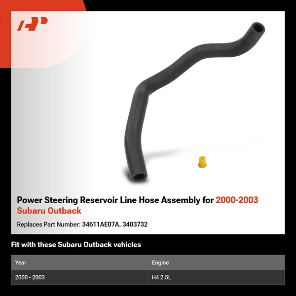 Power Steering Reservoir Line Hose Assembly for 2000-2003 Subaru Outback