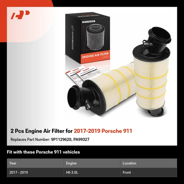 2 Pcs Engine Air Filter for 2017-2019 Porsche 911