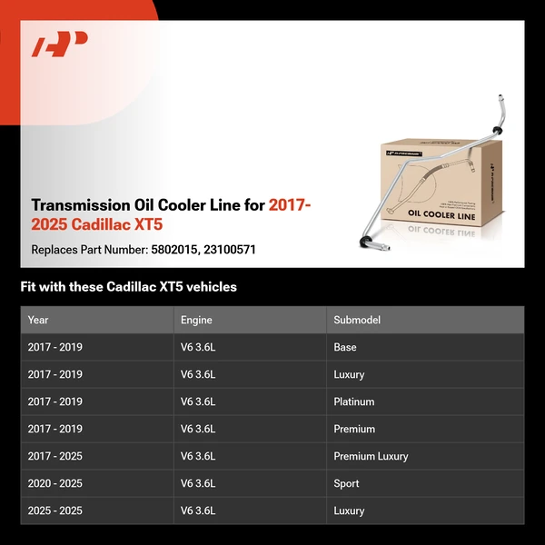 Transmission Oil Cooler Line for 2017-2025 Cadillac XT5