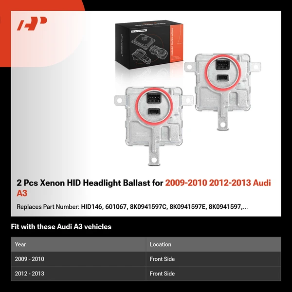 2 Pcs Xenon HID Headlight Ballast for 2009-2010 2012-2013 Audi A3
