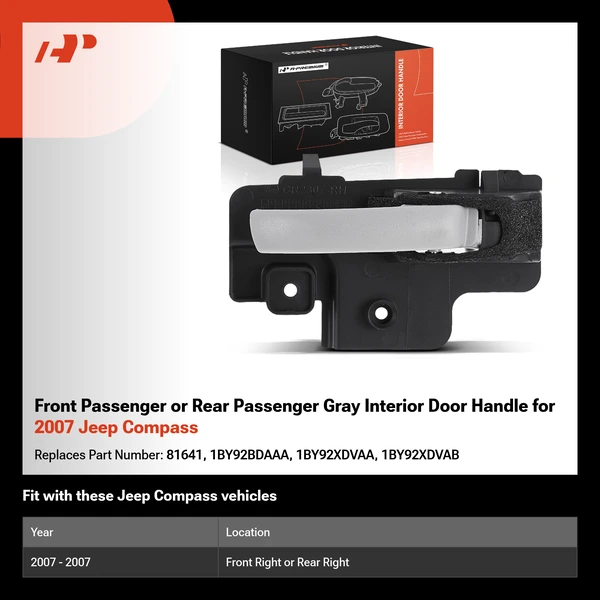 Front Passenger or Rear Passenger Gray Interior Door Handle for 2007 Jeep Compass