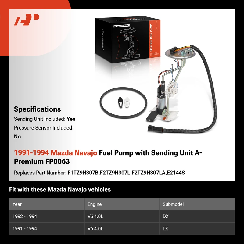 1991-1994 Mazda Navajo Fuel Pump with Sending Unit A-Premium FP0063