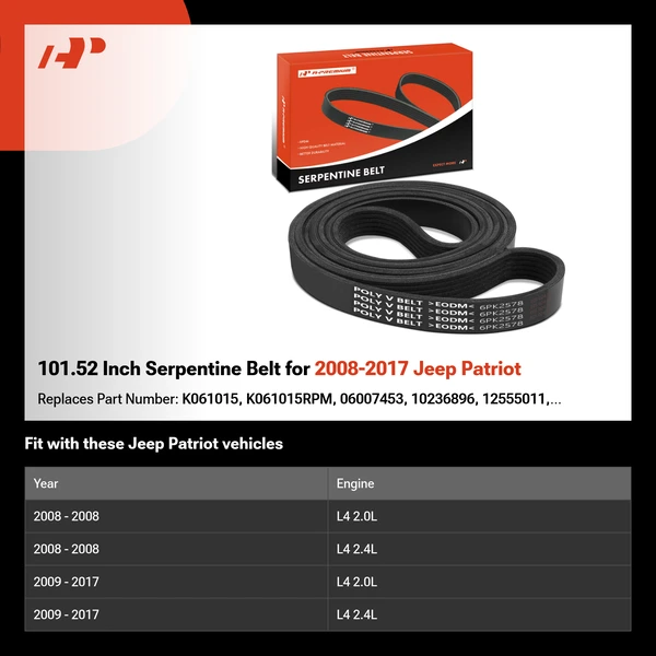 101.52 Inch Serpentine Belt for 2008-2017 Jeep Patriot